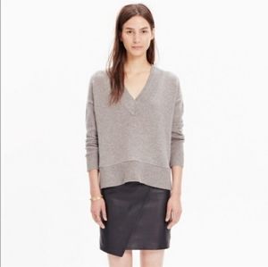 Madewell Merino Wool Blend Gray Soft V-Neck Sweater